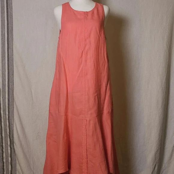 Sundance Doria Coral Linen Maxi Dress Sz S - Picture 1 of 10